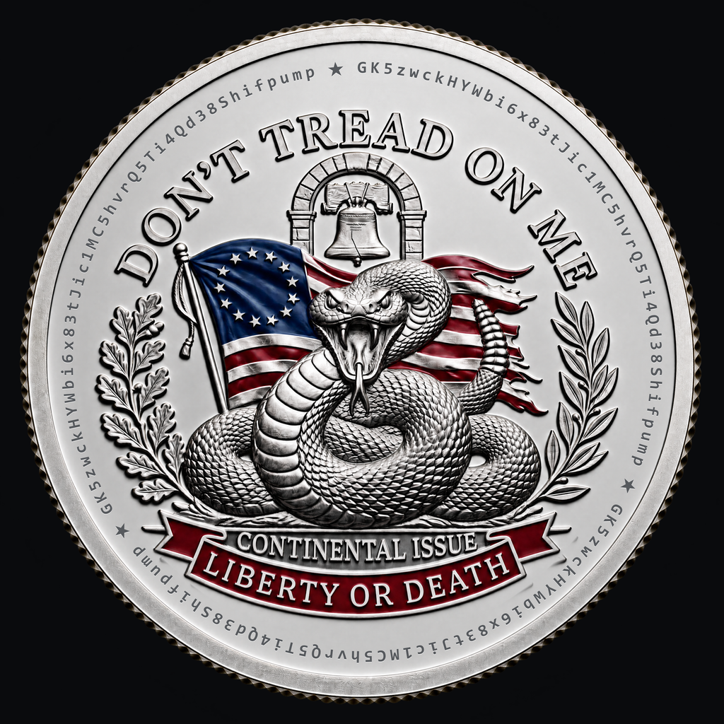 $USWB struck roundel \u2014 don't tread on me, continental issue, liberty or death